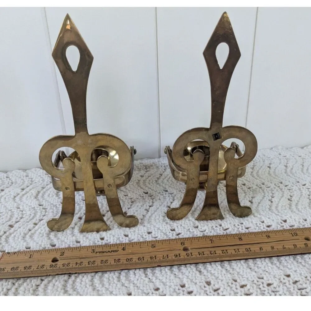 Pair of Vintage Solid Brass Swivel Wall Mount Candleholders - Gold